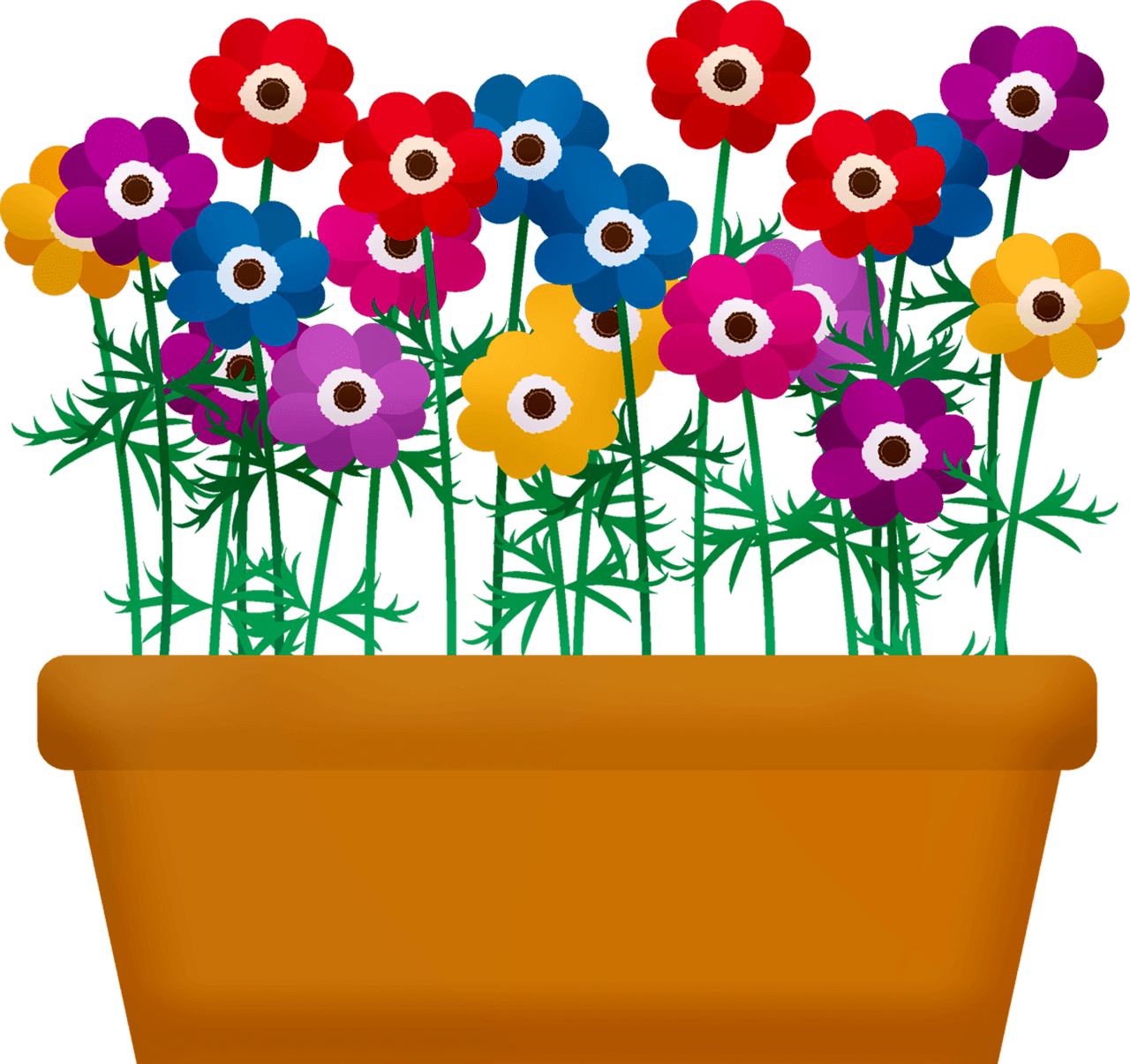 Flower pot potted flowres vector clipart images