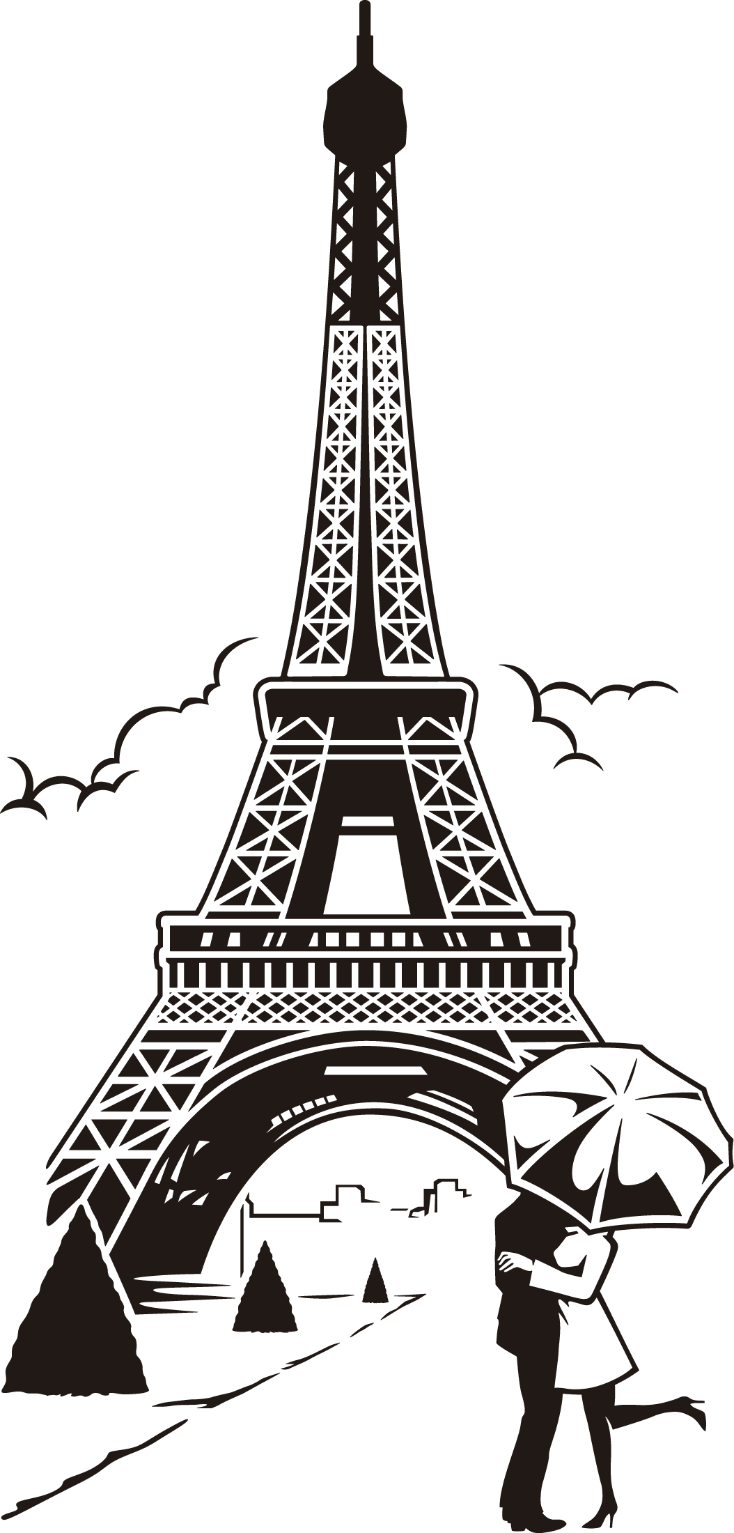 Eiffel tower enamorados bajo la torre vinilos decorativos clipart clip art