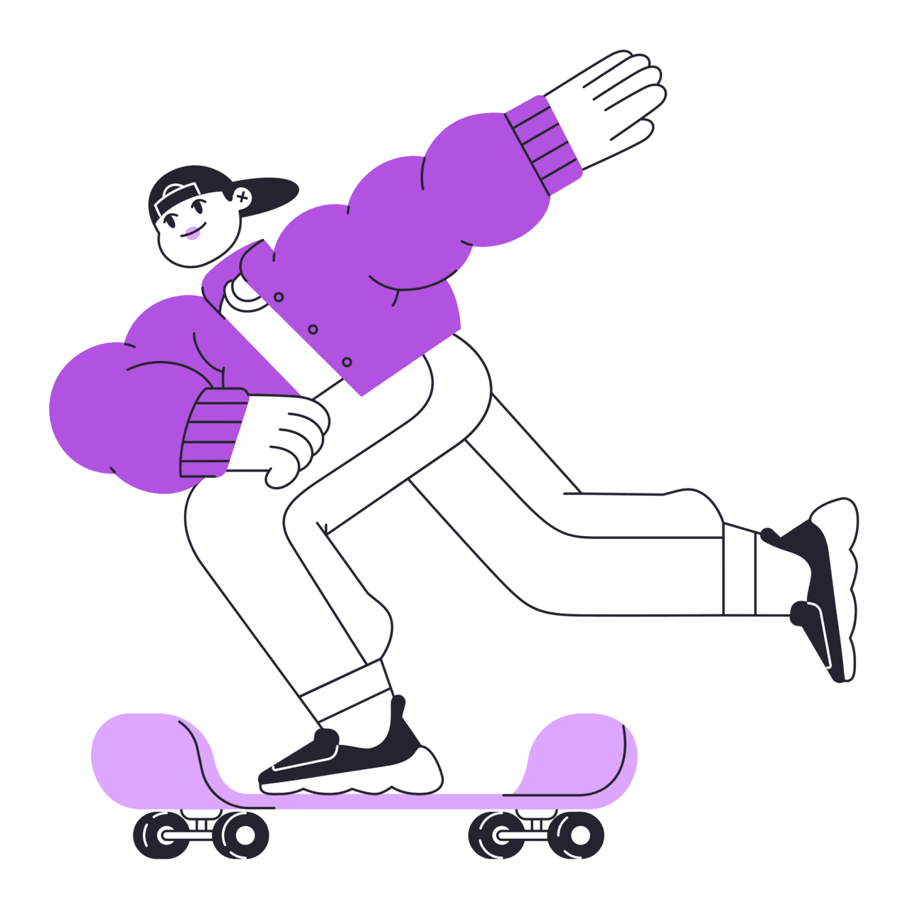 Man rides skateboard clipart vector