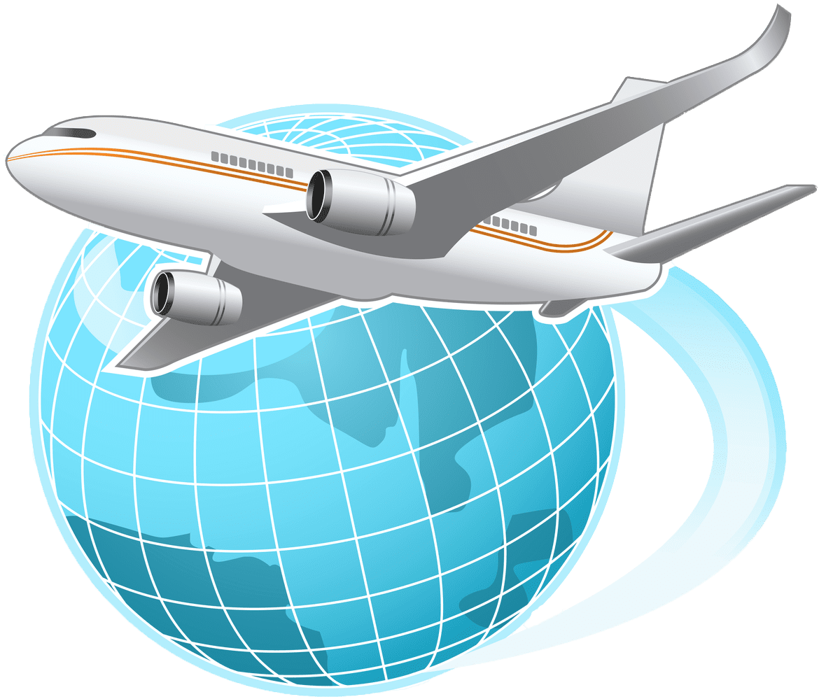 Vector airplane vacation clipart globe with image no background