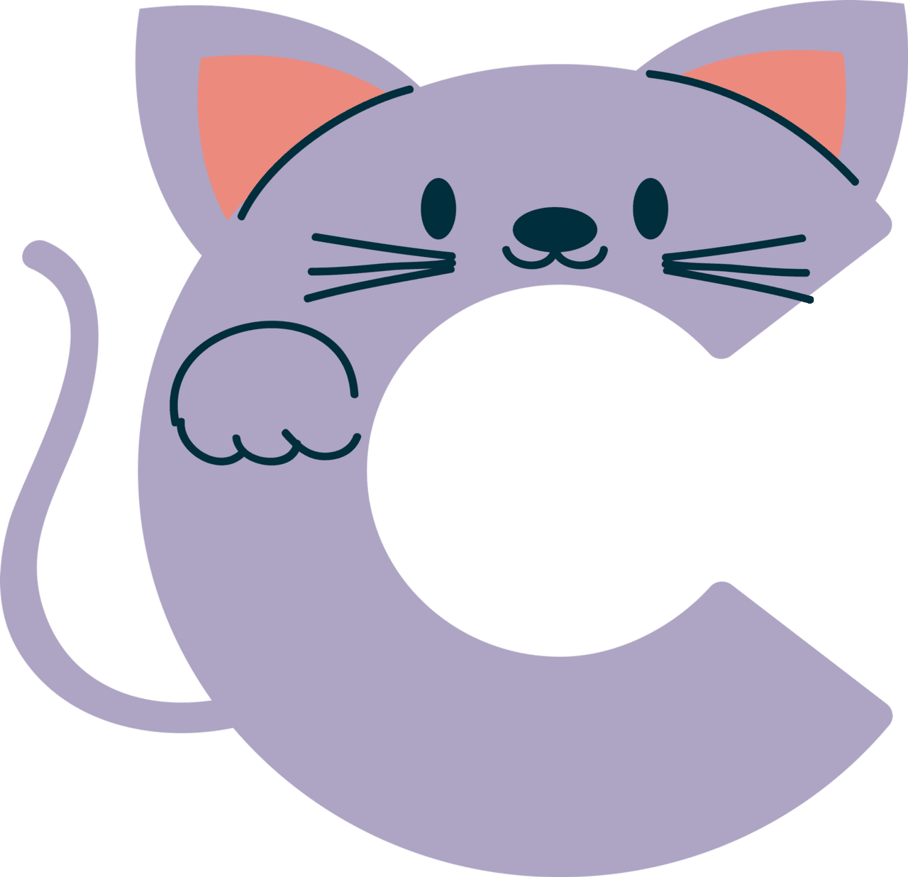 Cute cat animal alphabet image clipart