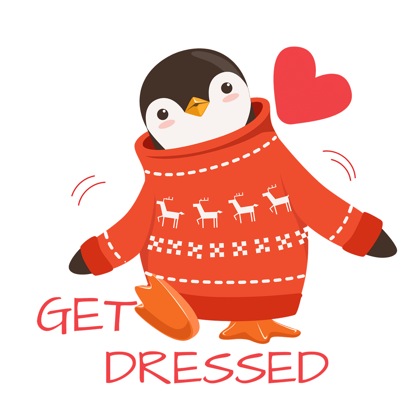 Get dressed penguin animation color image clipart