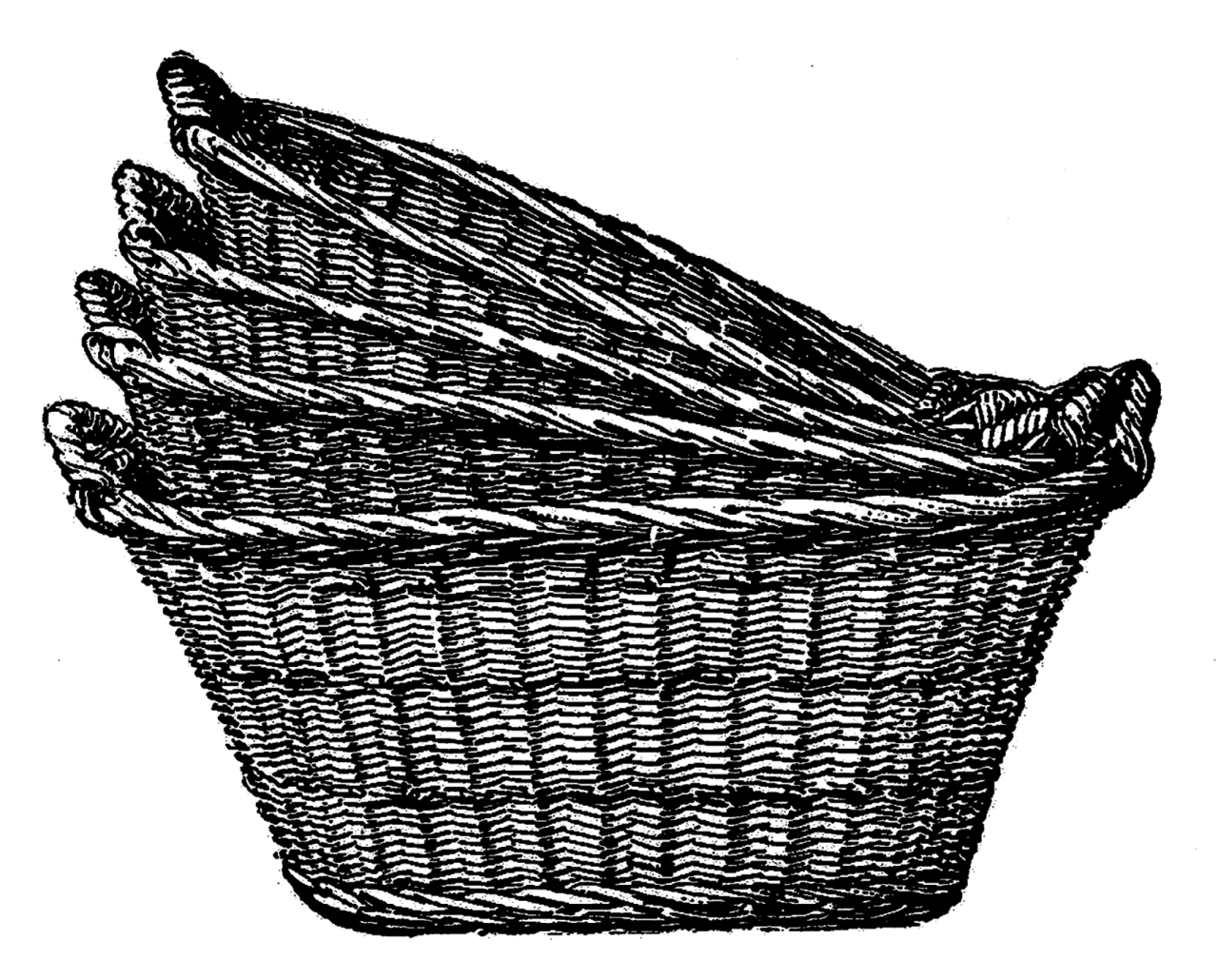 Digital clipart of wicker laundry basket image transfers