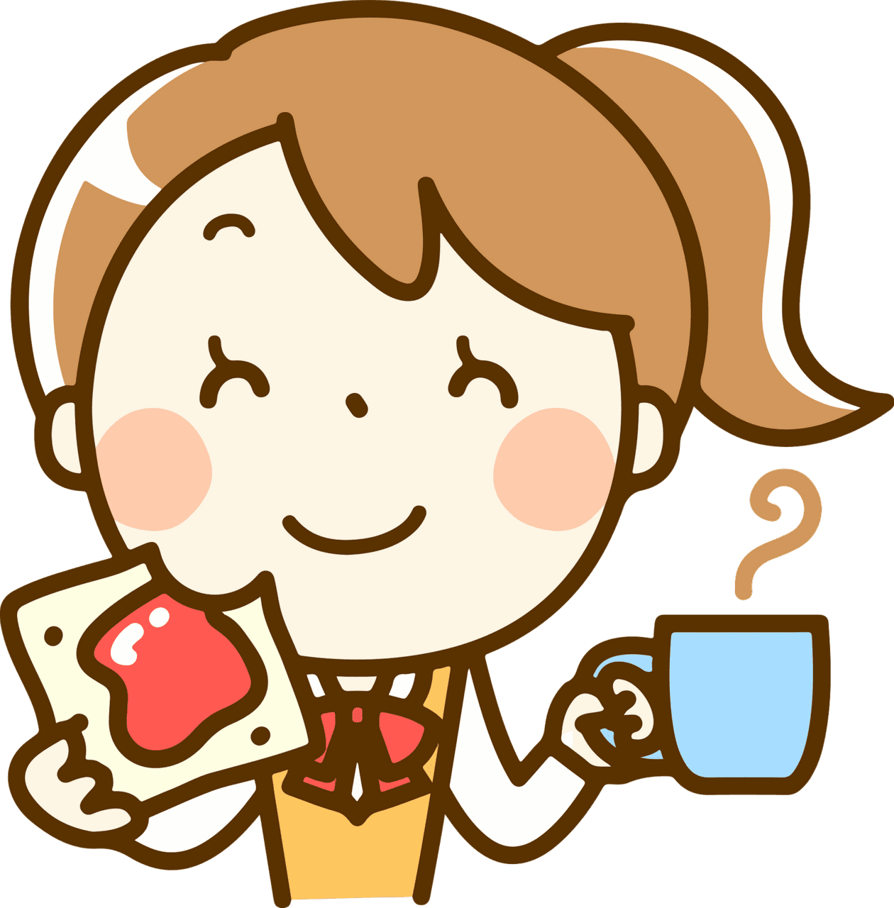 Girl is eat ing toast vector clipart images