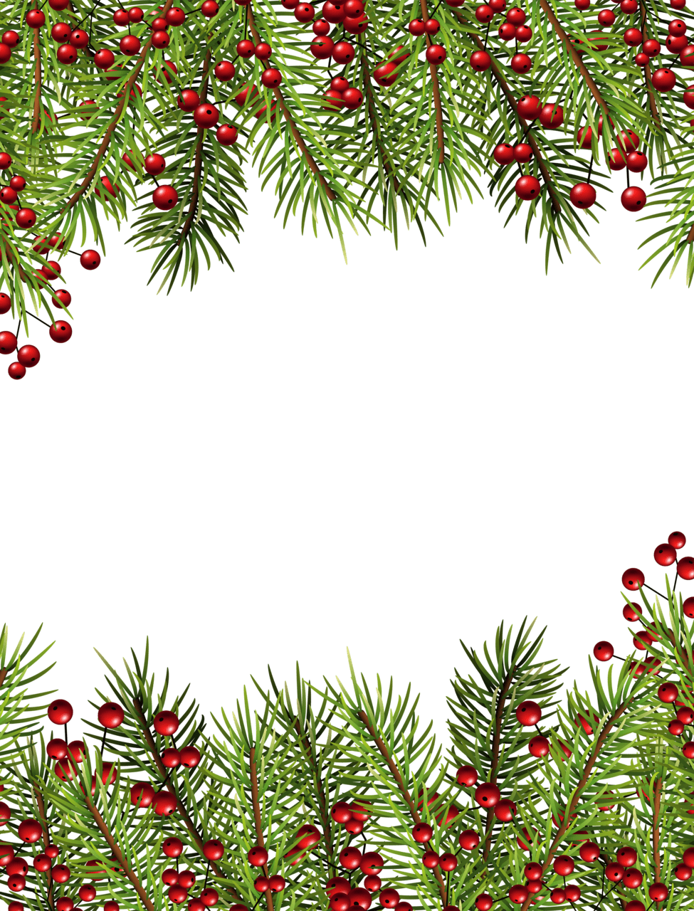 Christmas garland holly border frame clipart transparent