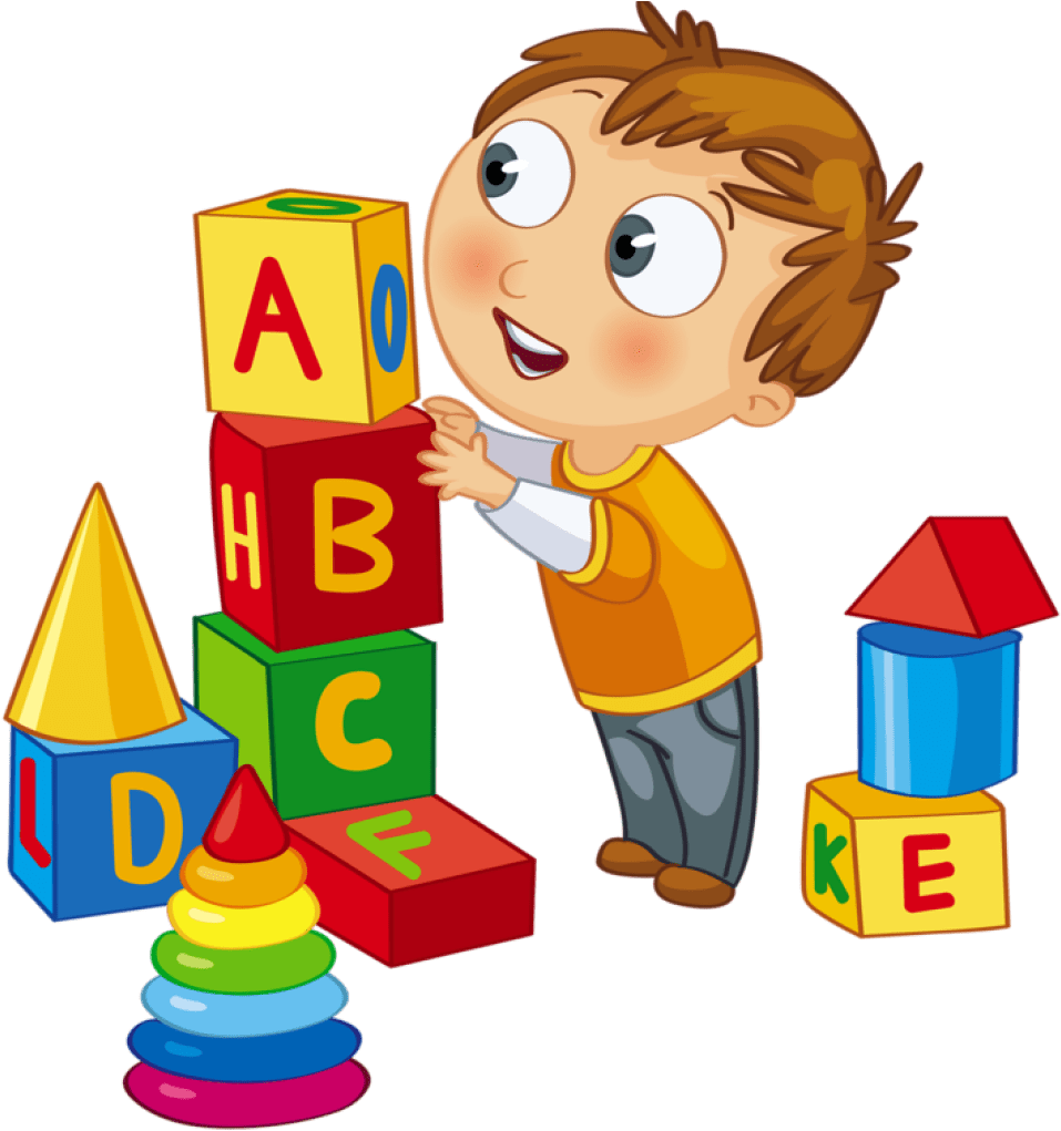 Kids playing clipart kid blocks clock vector