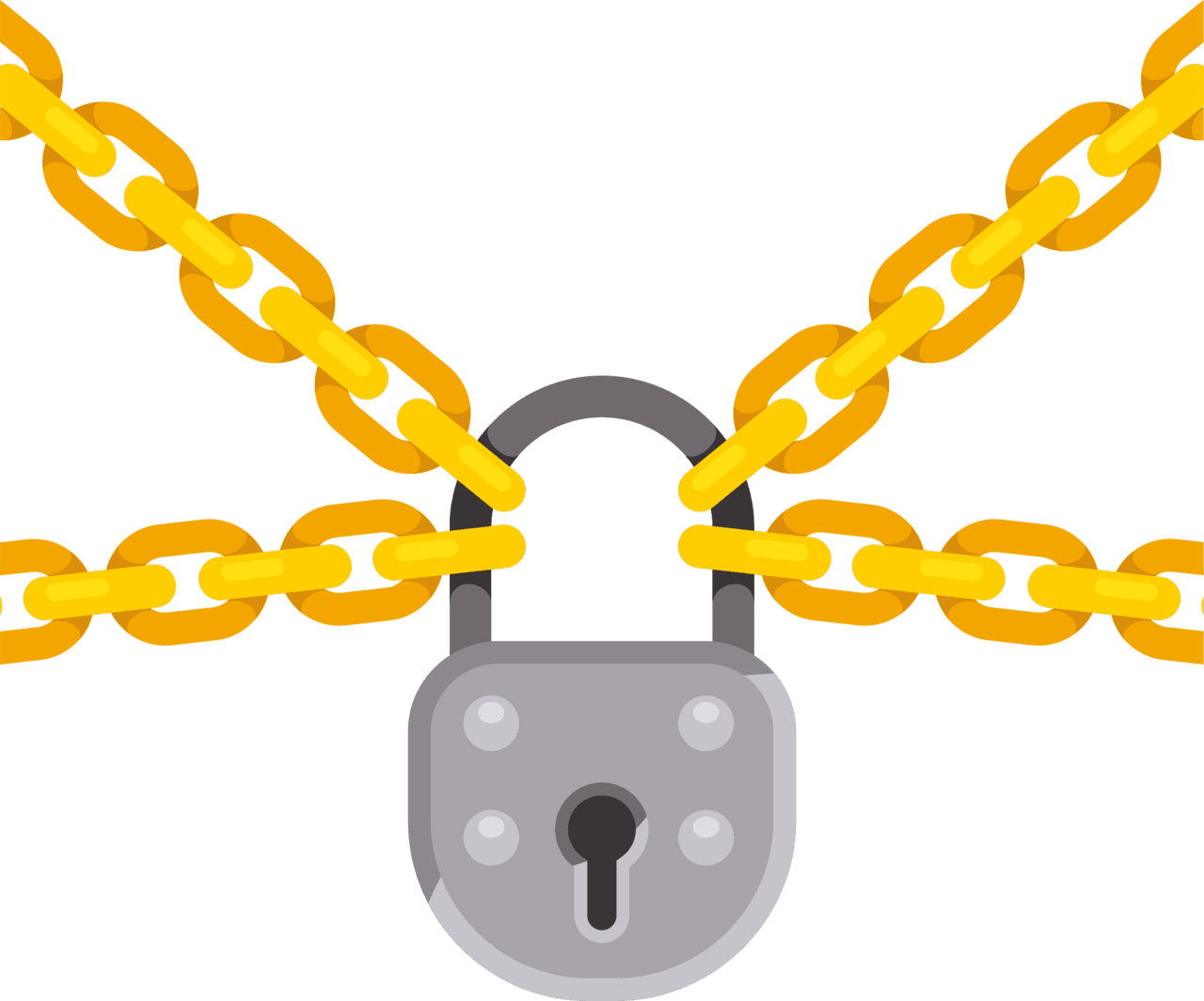 Padlock with chain vector clipart images