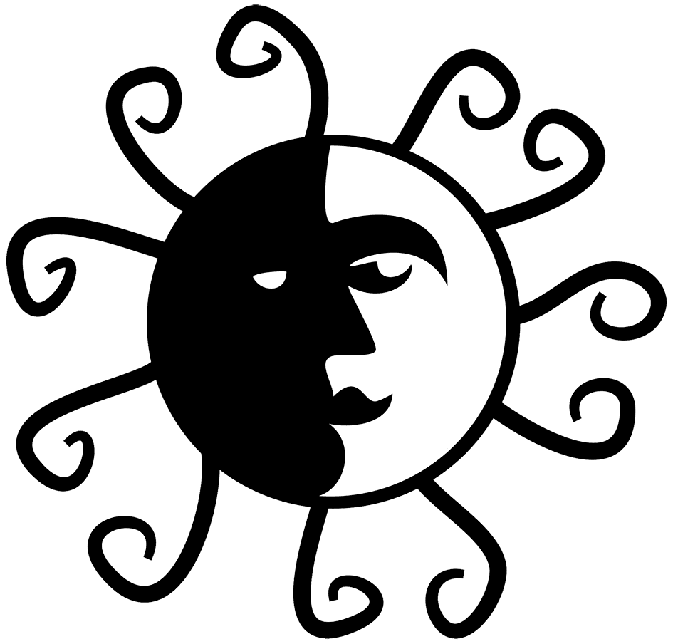 Black and white sun clipart vector