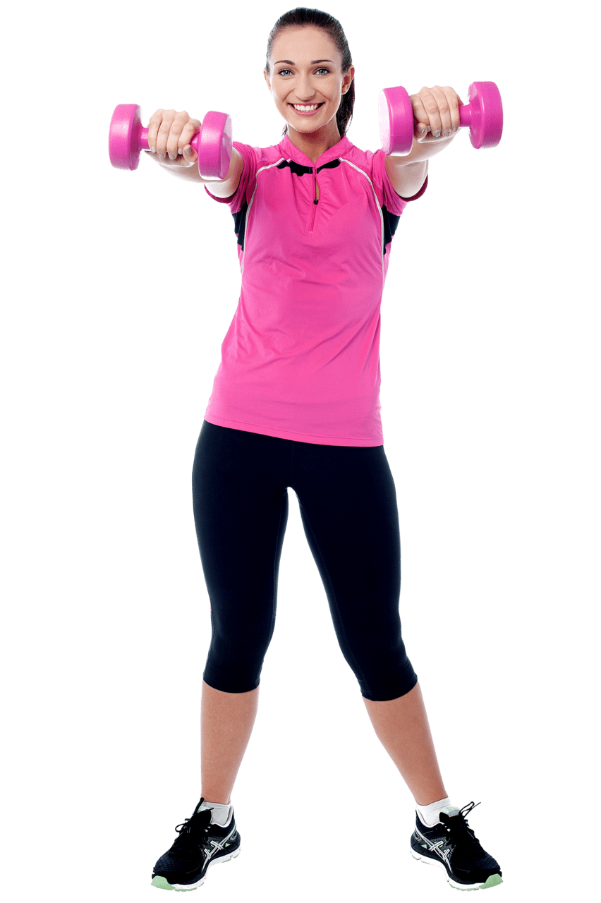 Dumbbell women exercising clipart background