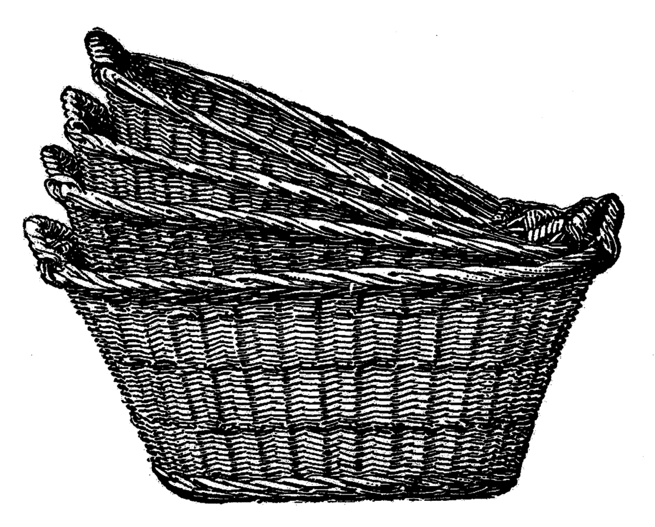 Bathtub digital clipart of wicker laundry baskets image transfers