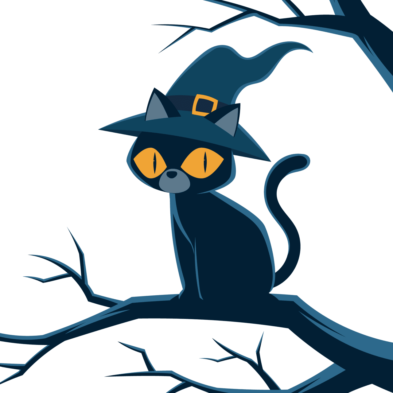 Cat in the hat scary balck halloween clipart transparent