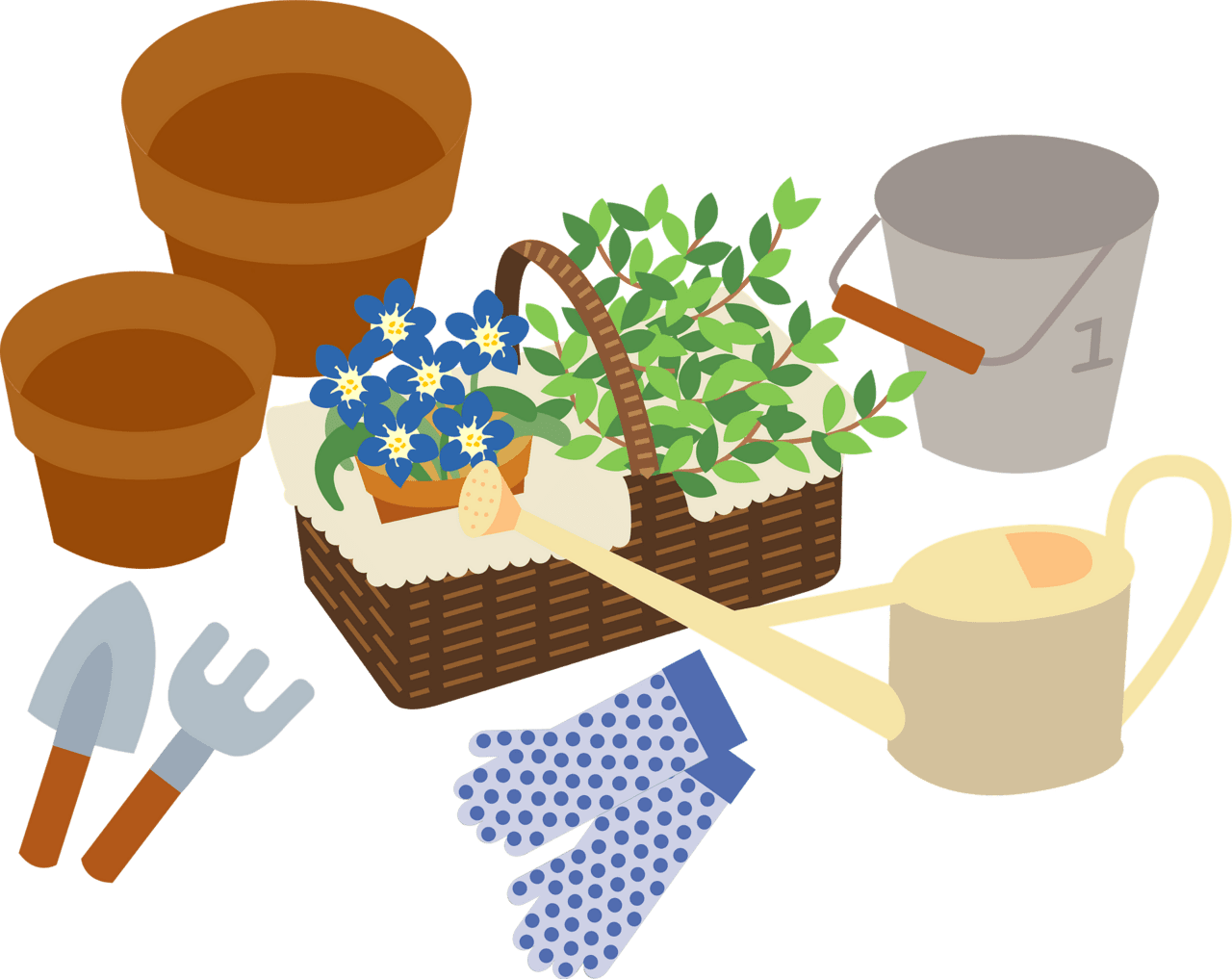 Gardening supplies vector clipart images