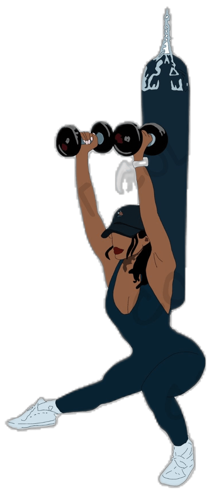 Training fitness black woman girl clipart gym workout logo