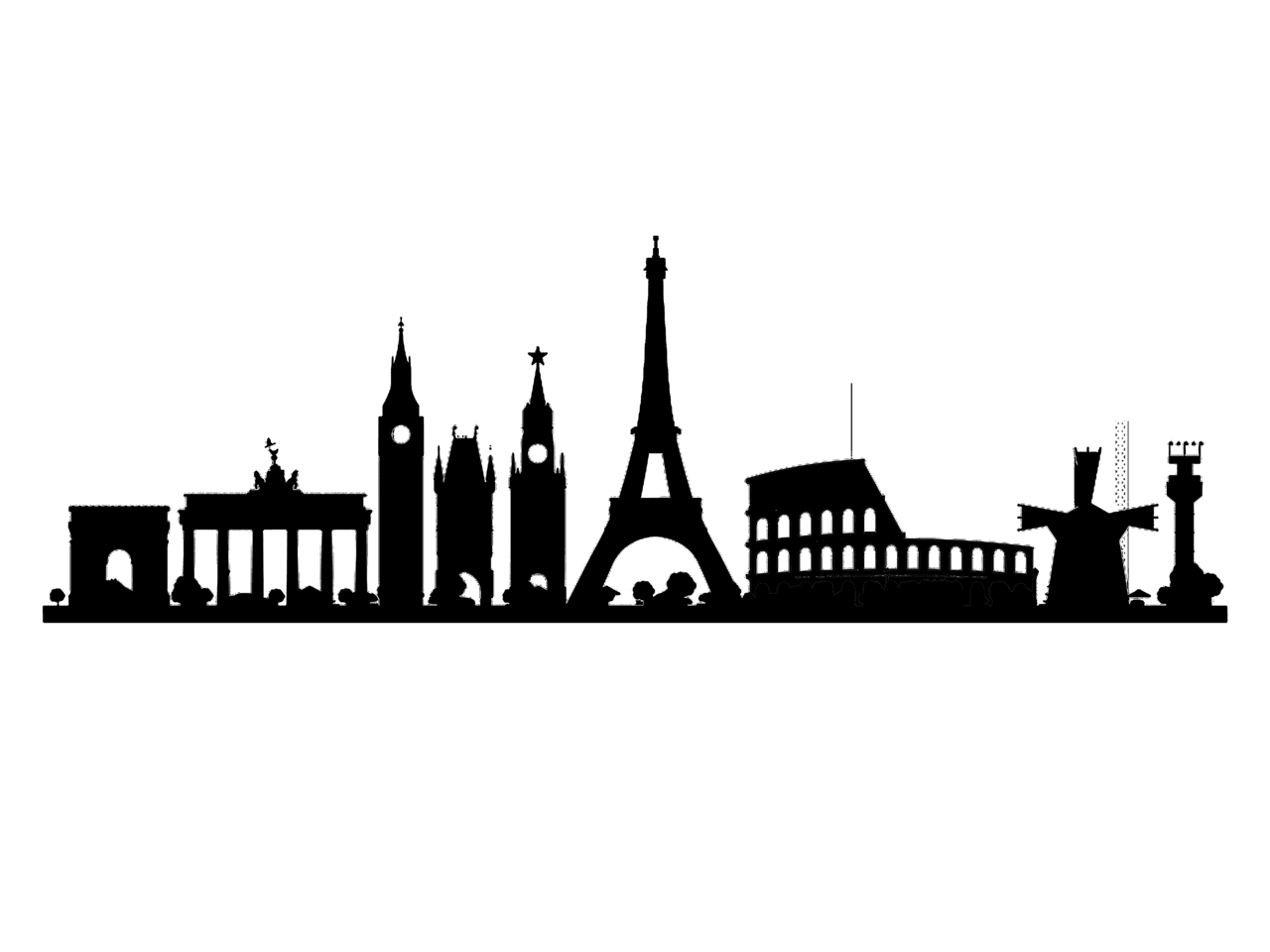 Eiffel tower europe skyline vector clipart