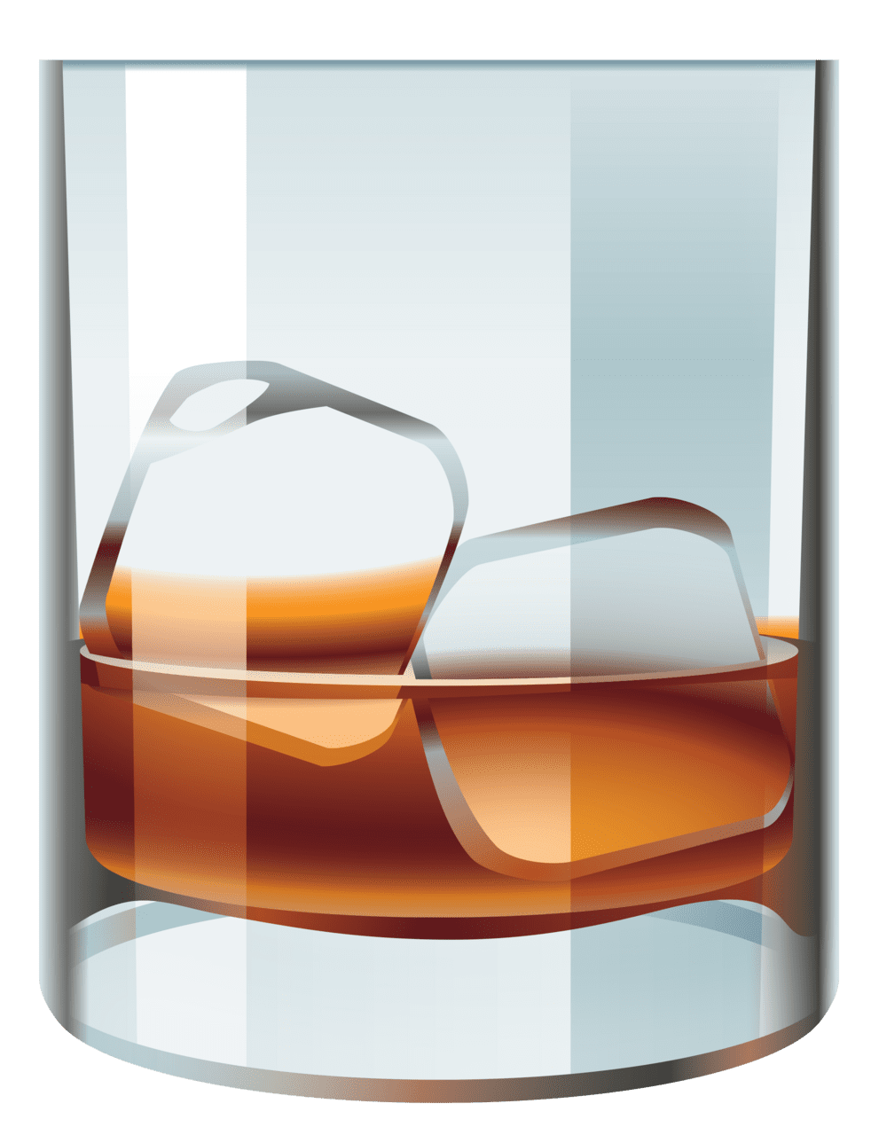 Alcohol glass with whiskey and ice vector clipart