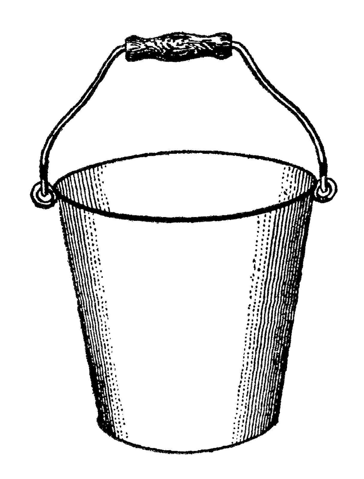 Printable digital transfer of gardening clipart water bucket image