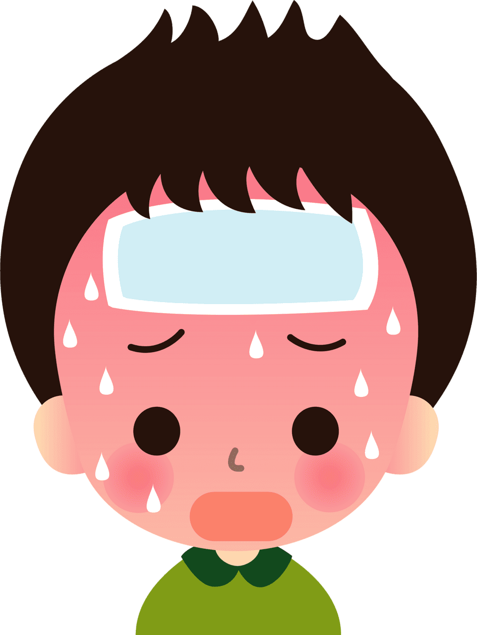 Boy is sick with fever and cold vector clipart images 2