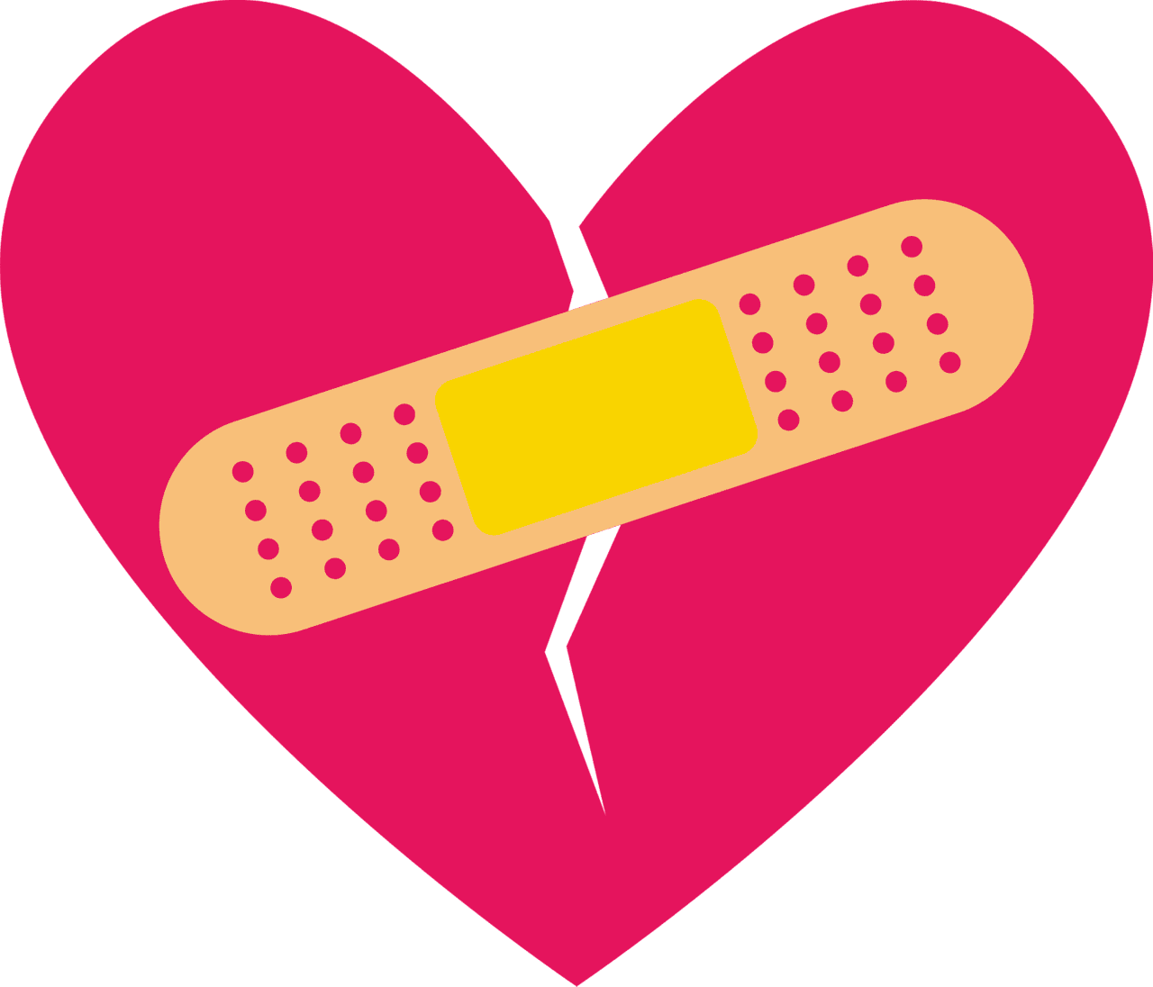 Band aid broken heart is repaired with bandage vector clipart images