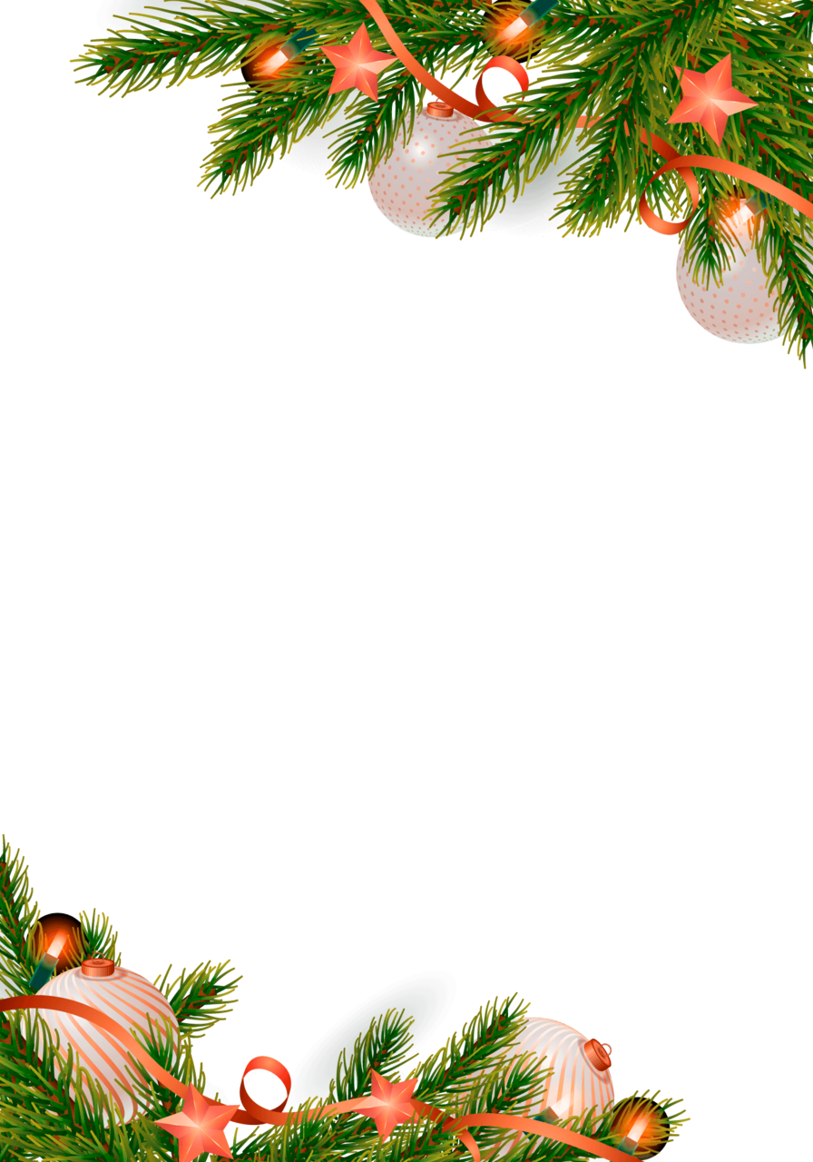 Christmas garland tree light balls ribbon decoration clipart background