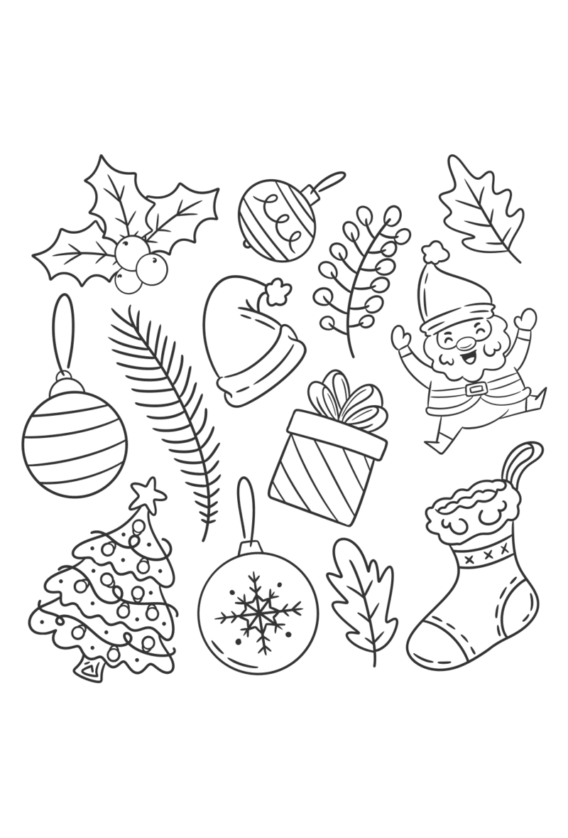 Black and white christmas drawing decoration element collection images ai pikbest clipart