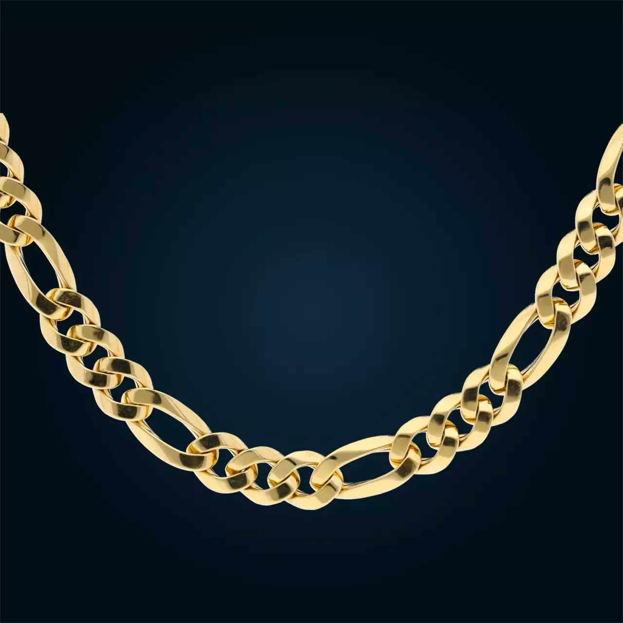 Hollow yellow gold figaro chain clipart background