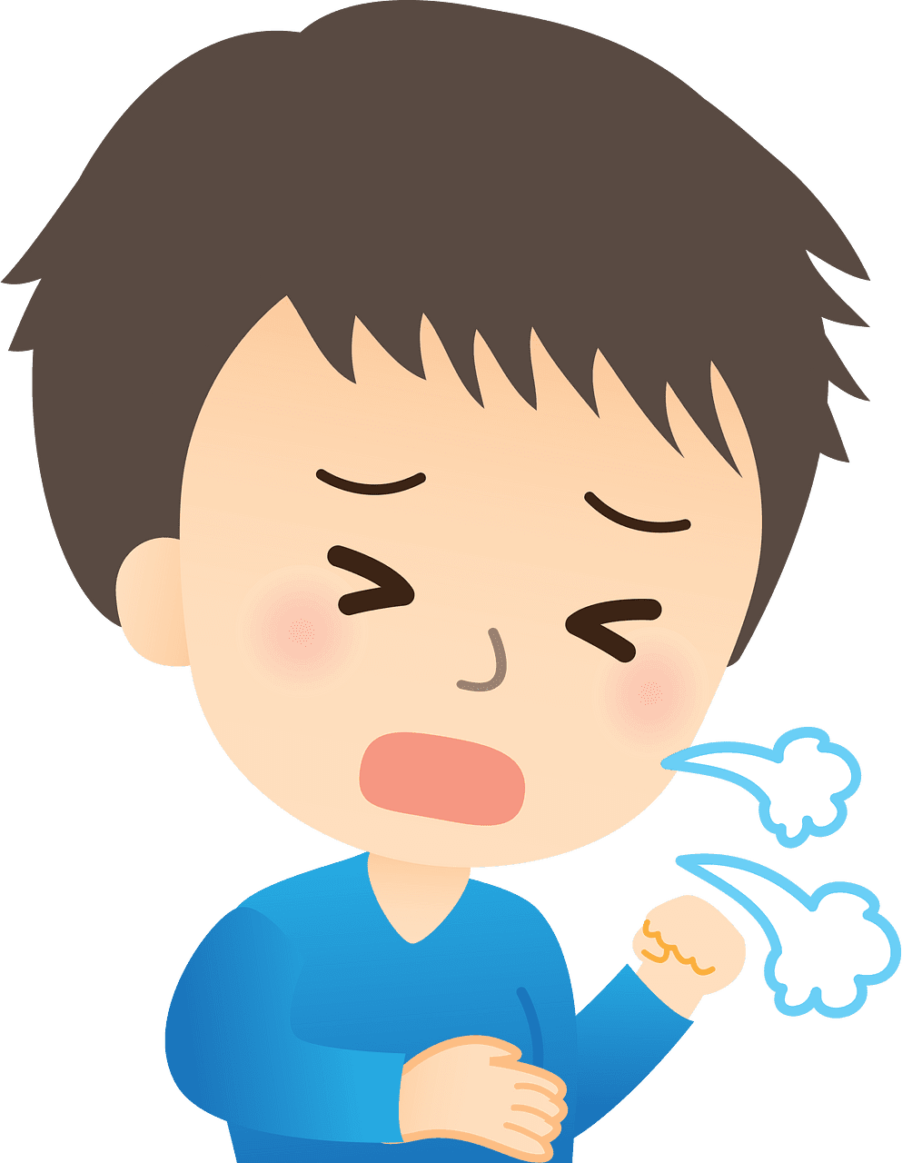 Sick boy has cold and coughs vector clipart images