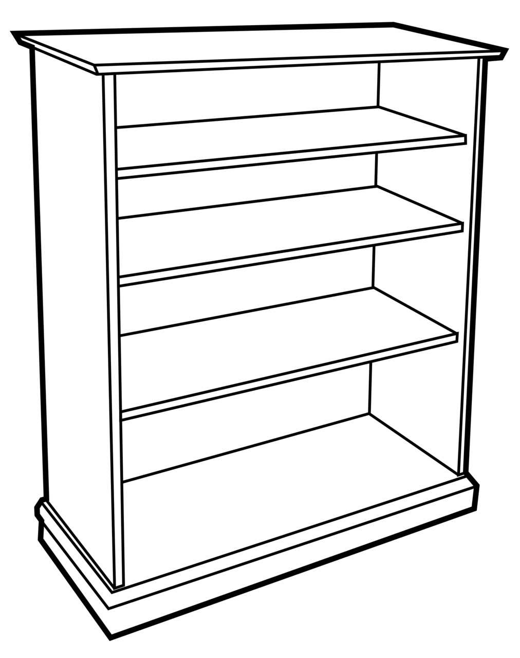 Bookshelf black and white clipart transparent