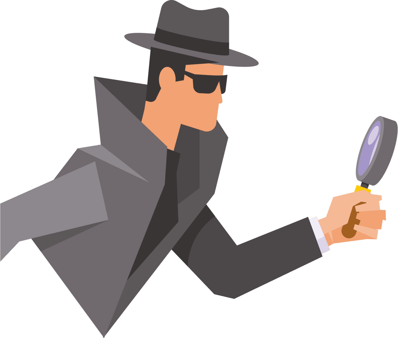 Detective with magnifying glass vector clipart images