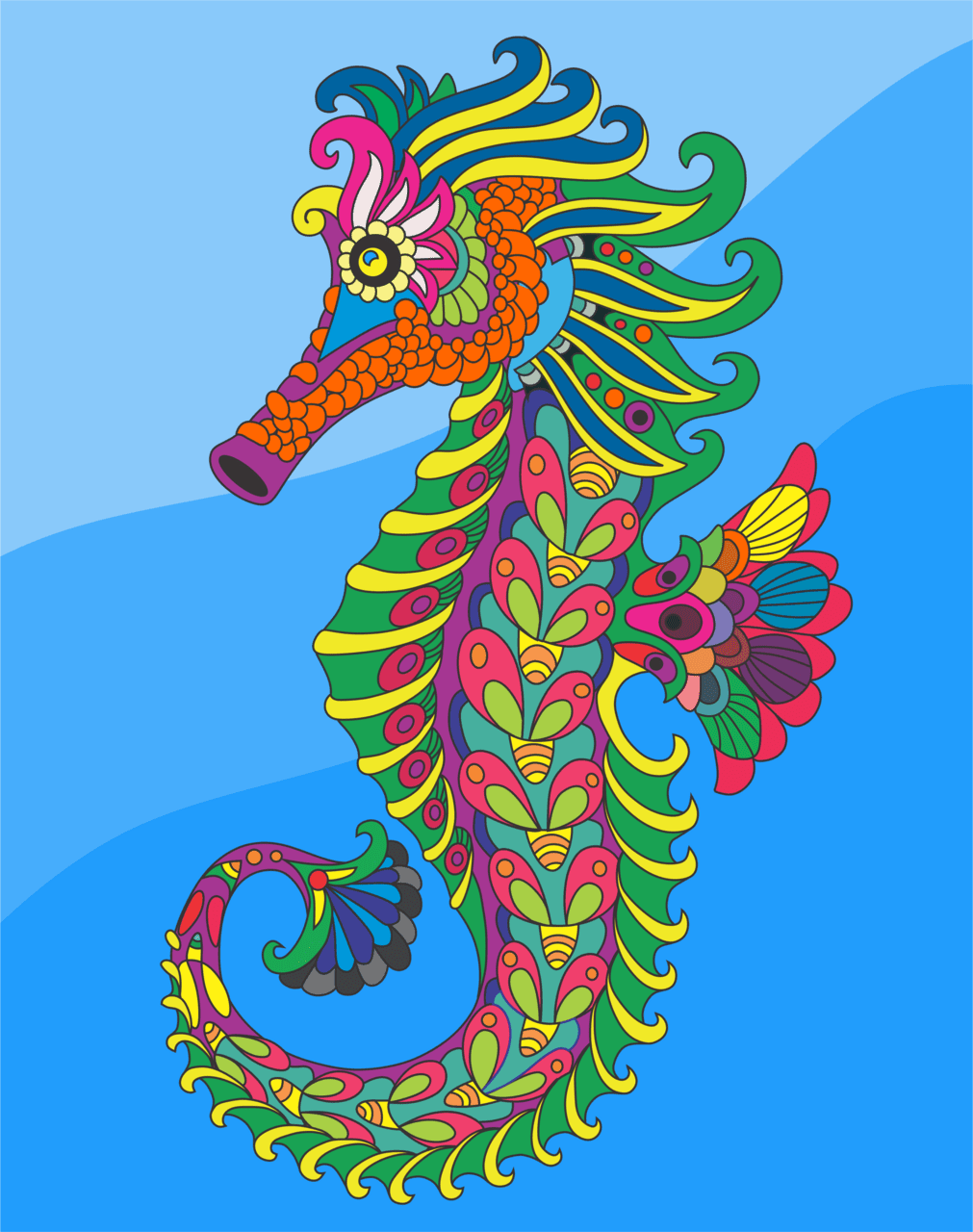 Seahorse pin page clipart vector 2