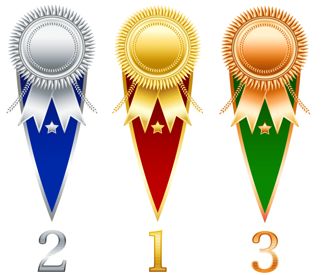 Award rosette prize set clipart logo