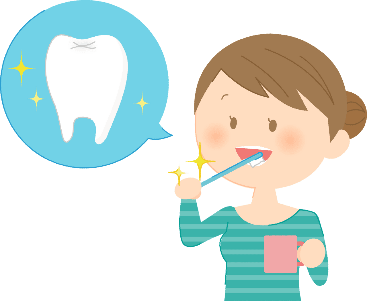 Woman brushing teeth vector clipart images