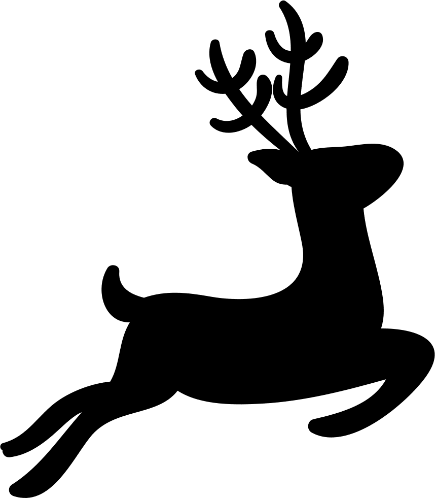 Black and white christmas reindeer silhouette tailed deer clipart clip art