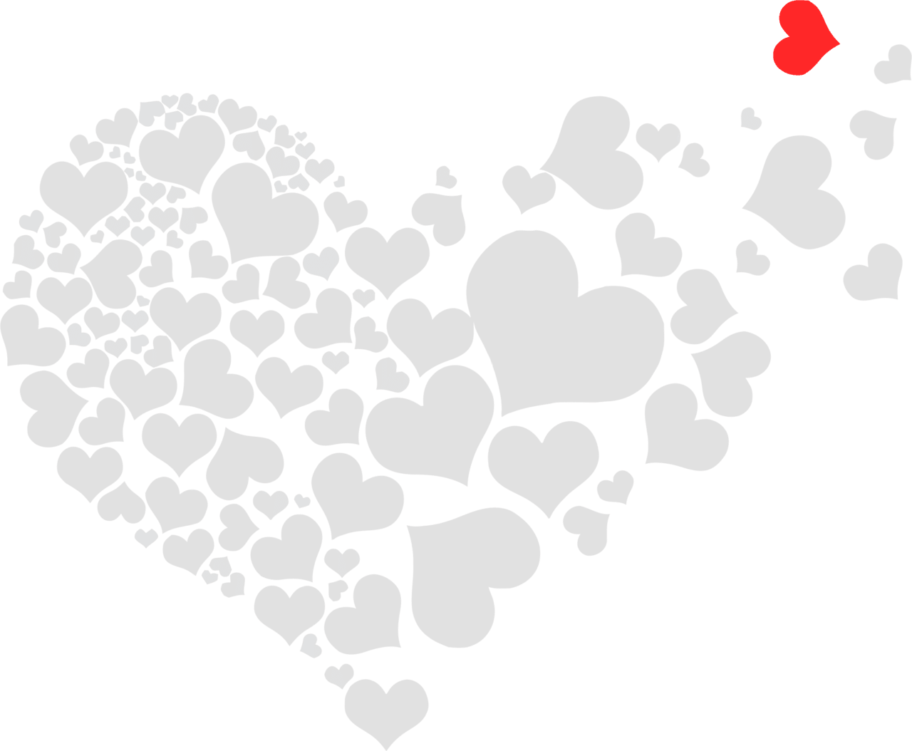 Black white heart torn no background clipart