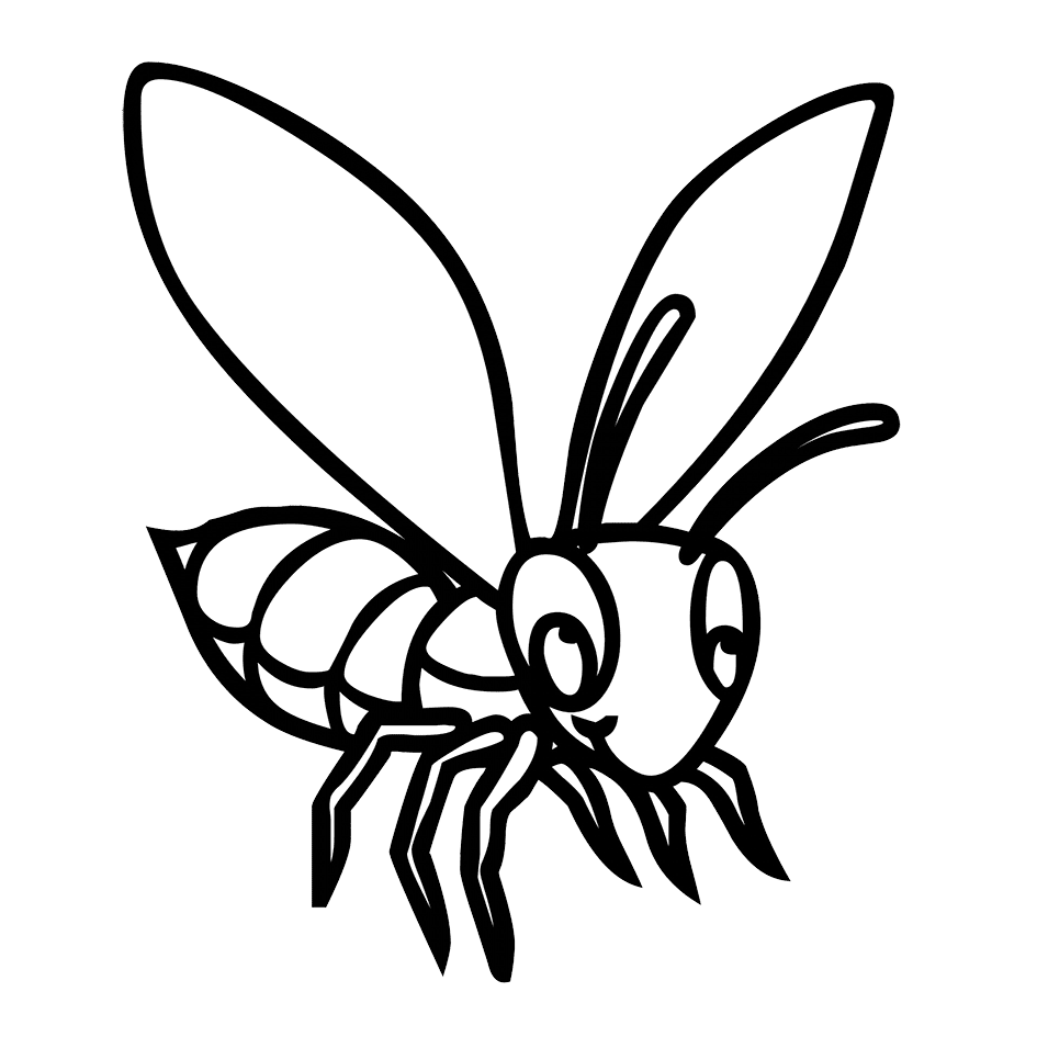 Bee black and white clipart transparent