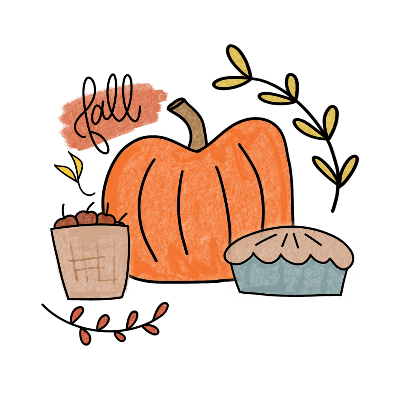 Cute pumpkin pin page clipart vector 6