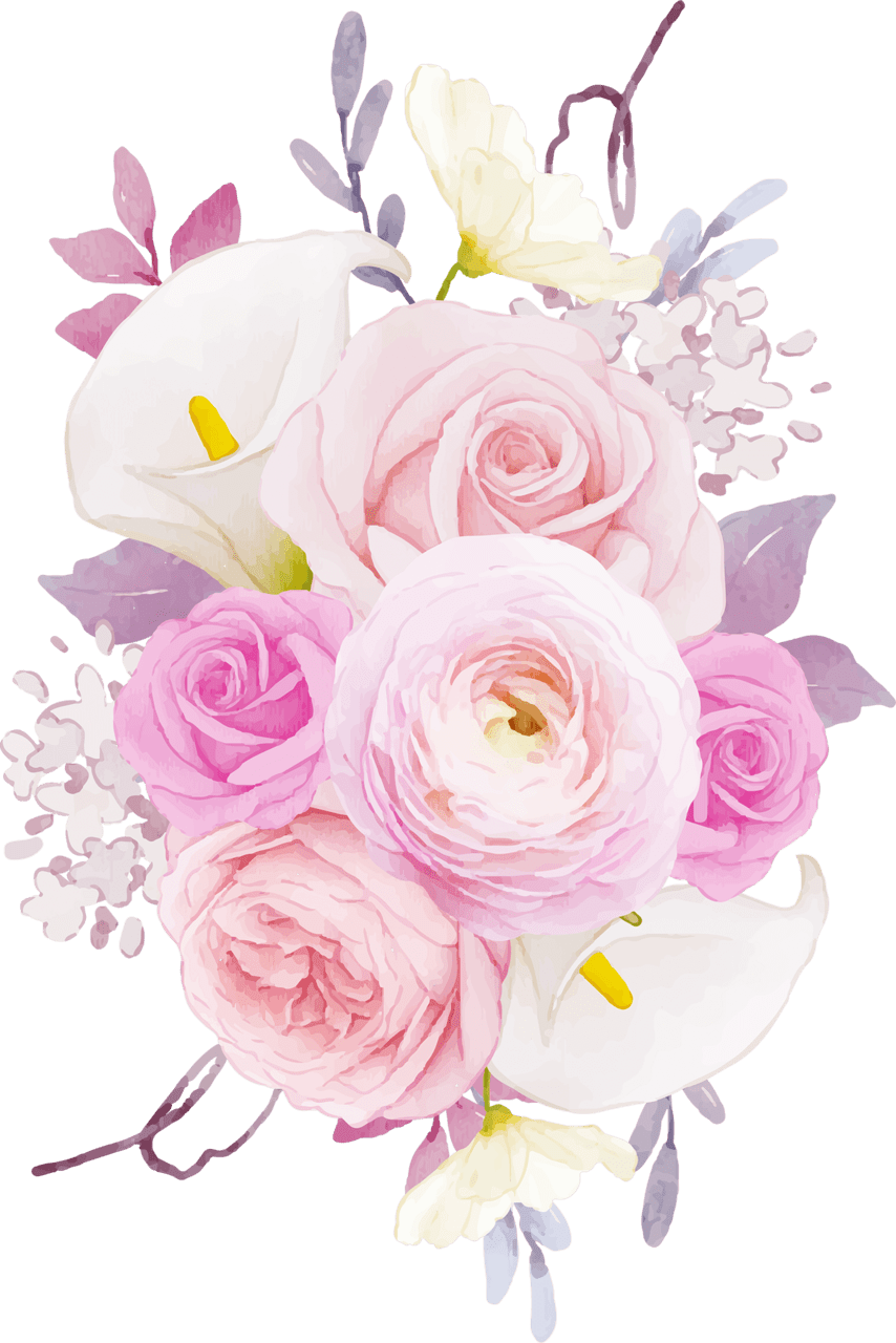 Bouquet of flowers white pink roses clipart photo