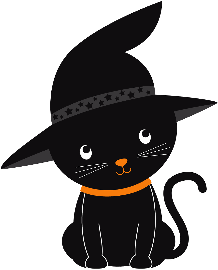 Cat in the hat halloween image cute clipart with no background