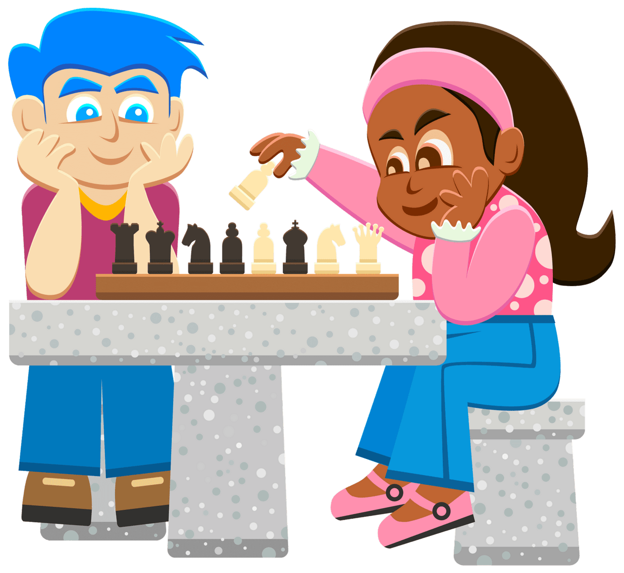 Board games kids playing chess vector clipart images