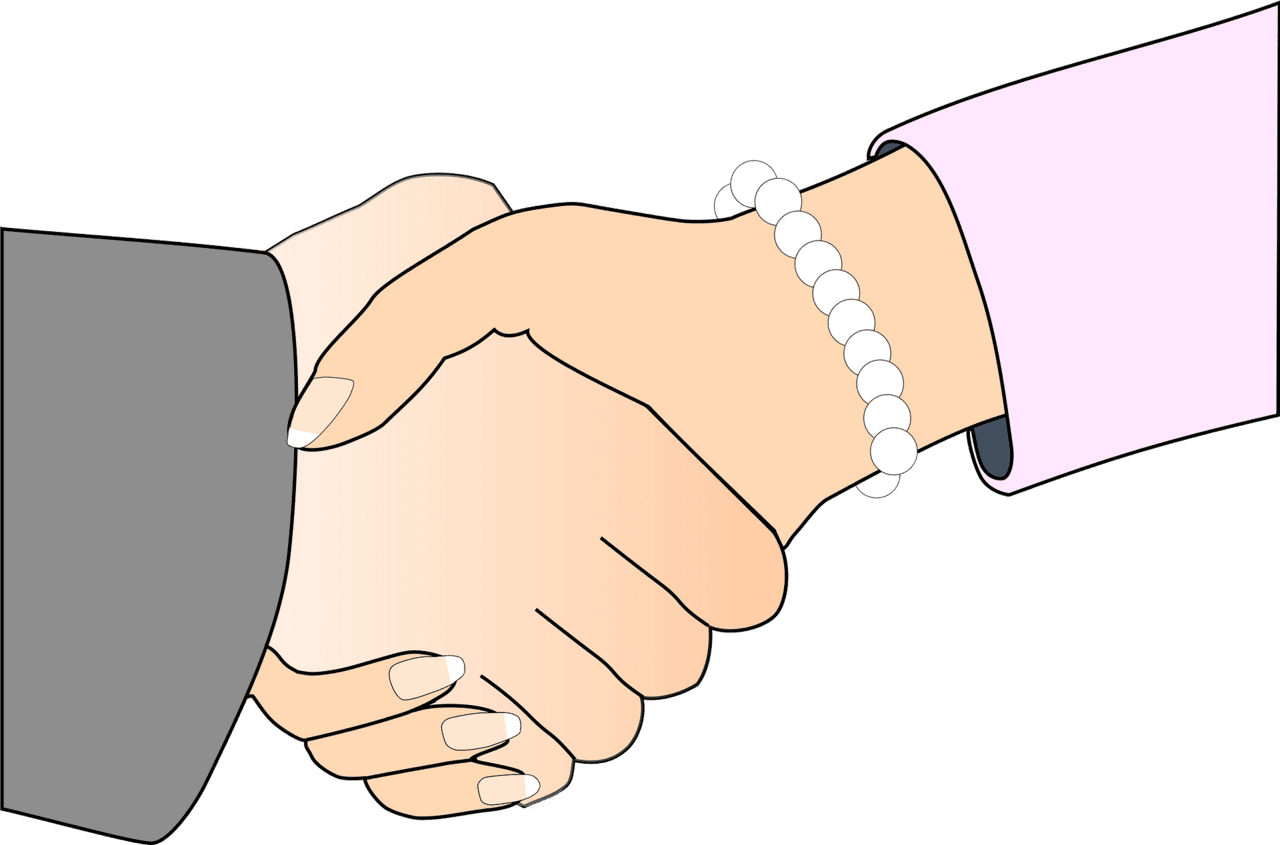 Shake hands handshake white man and woman vector clipart images