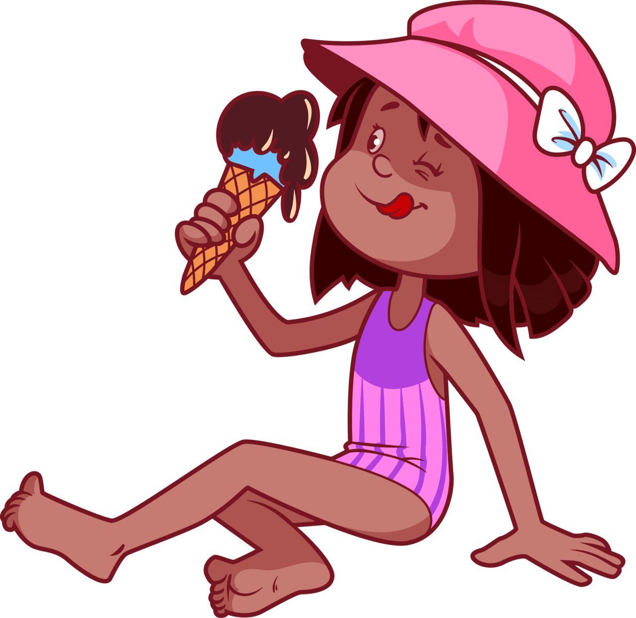 Cartoon child clipart kid eat ing ice cream transparent