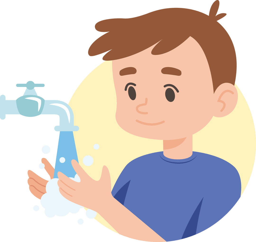 Of boy washing hands promoting hygiene from clipart image