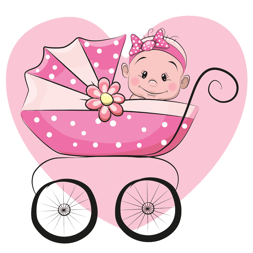 Baby shower infant cartoon stroller hq clipart image