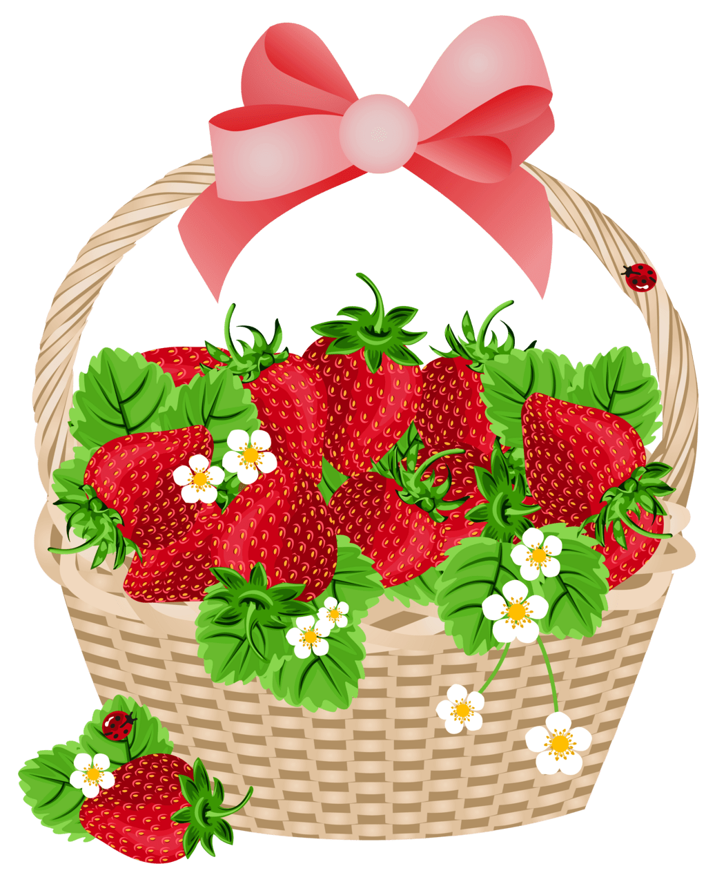 Basket with strawberries clipart free