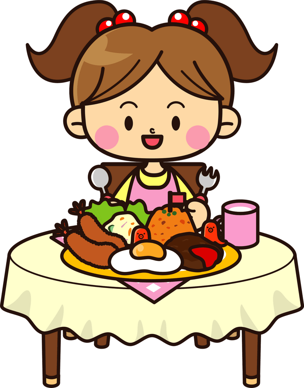 Girl is eat ing lunch vector clipart images