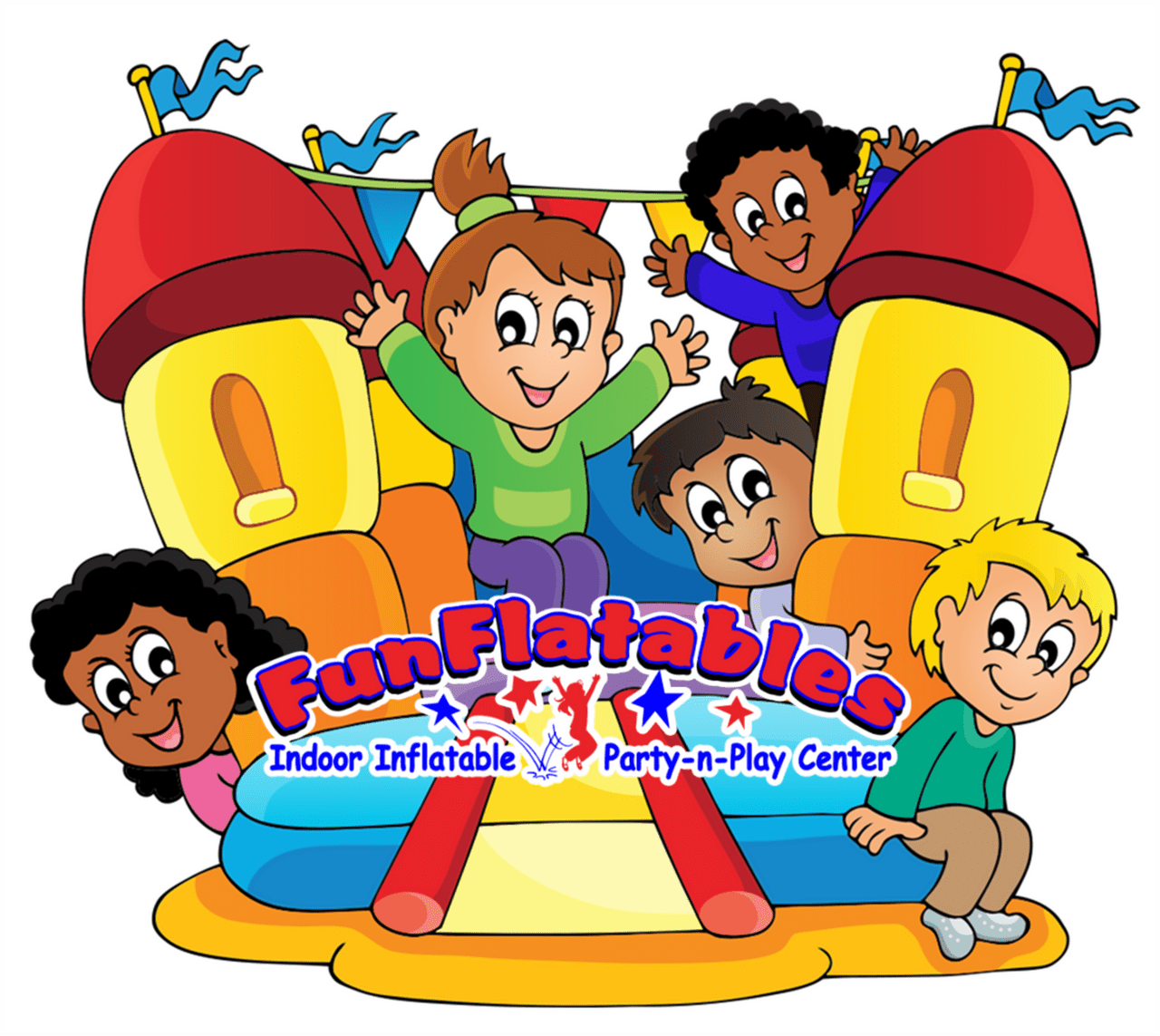 Field trip open play inflatable playground clipart clip art