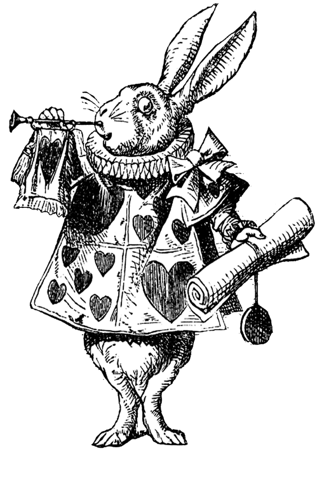 Alice in wonderland vintage digital stamp rabbit clipart transparent