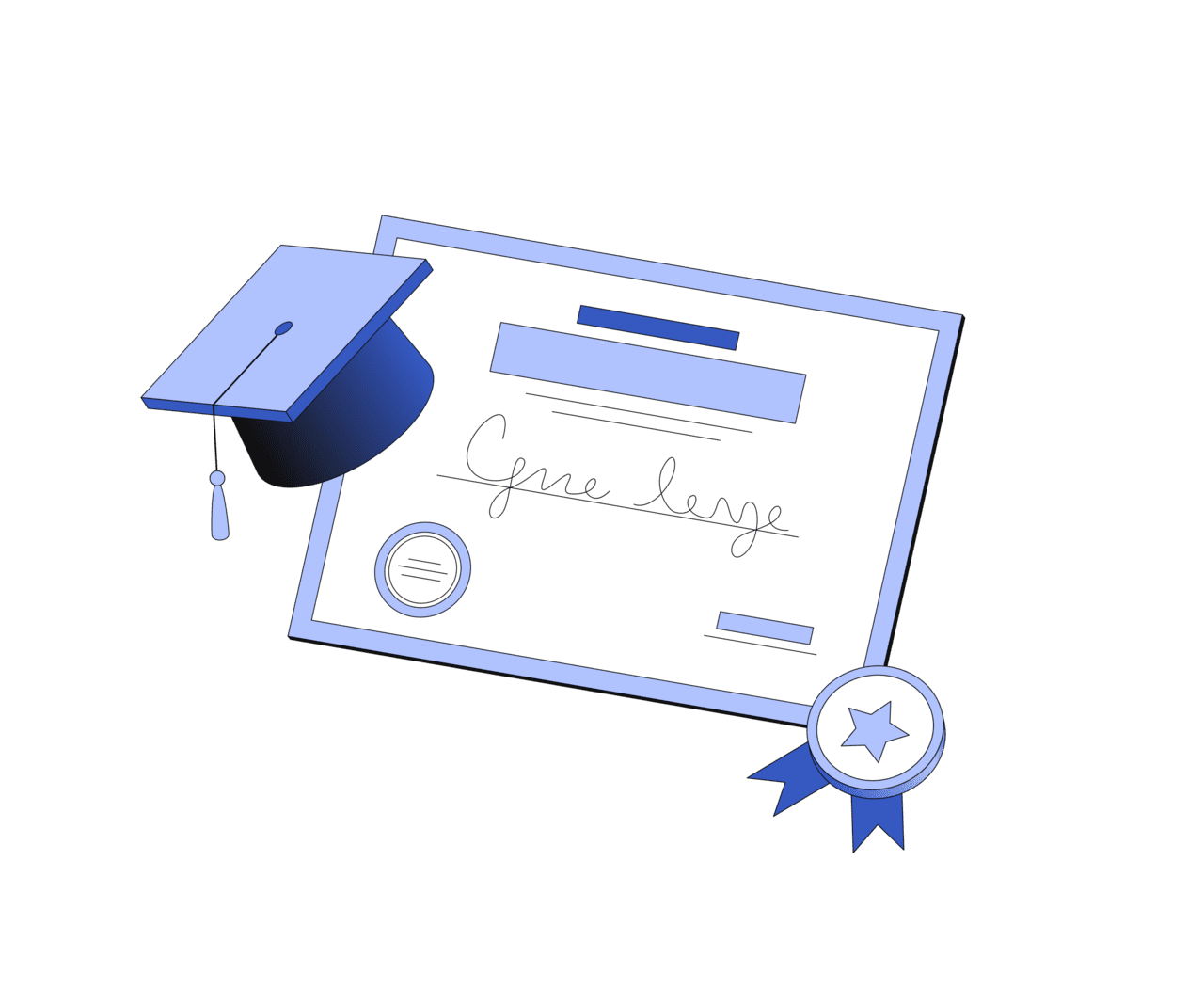 Grad cap certificate medal and graduation clipart photo