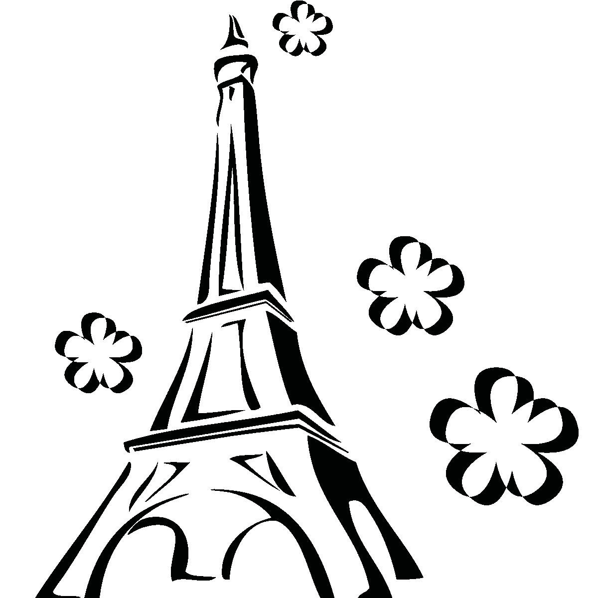 Eiffel tower tour entour de fleurs clipart clip art