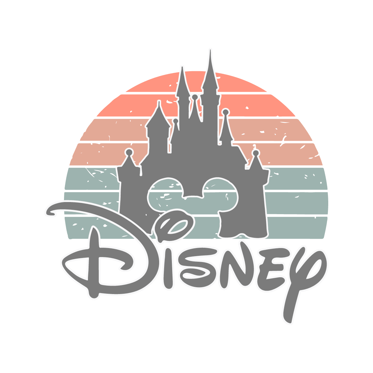 Vintage sunset disney castle fil for cricut sublimation clipart transparent
