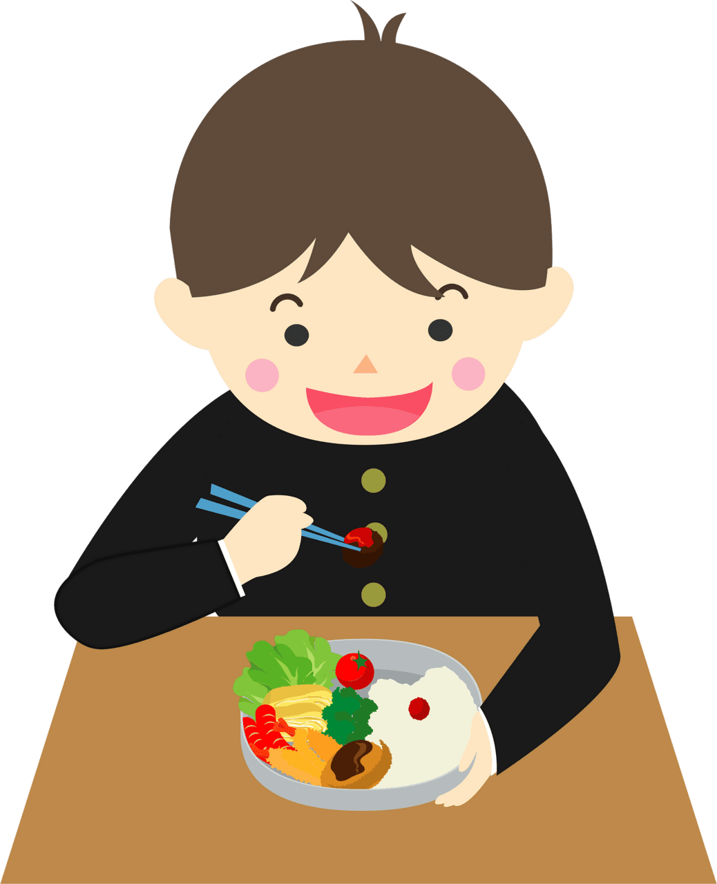 Male student eat ing bento vector clipart images